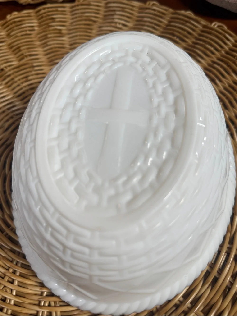 White Ceramic Hen on Nest Covered Dish with Red Comb
